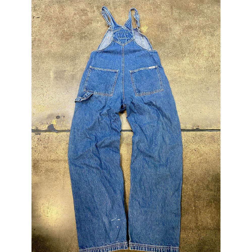 Vintage Revolt Denim Overalls Womens M Wide Leg Stripe Carpenter - Picture 3 of 7